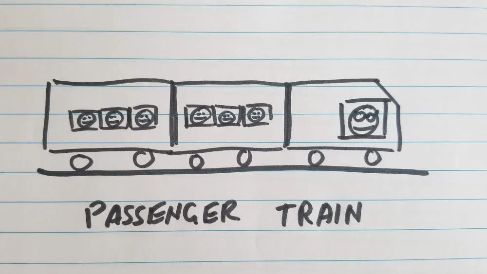 Drawing of passenger train