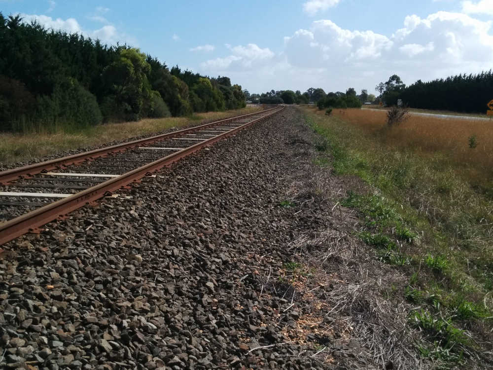Tracks and ballast in the countryside